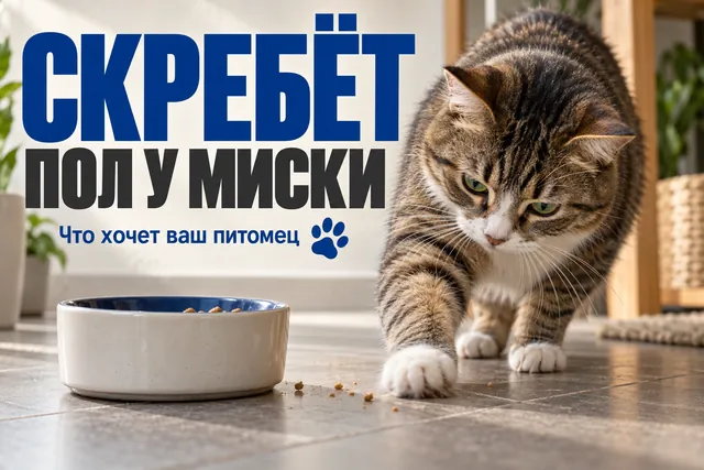 Почему кошка скребёт пол возле миски, будто закапывает еду — и что с этим делать