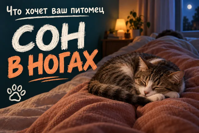Почему кошка спит в ногах: норма или сигнал — и что делать хозяину