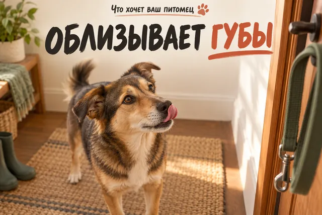 Почему собака облизывает губы перед прогулкой и что она сообщает